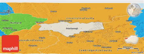 Shaded Relief Panoramic Map Of City Of Peterborough Political Outside