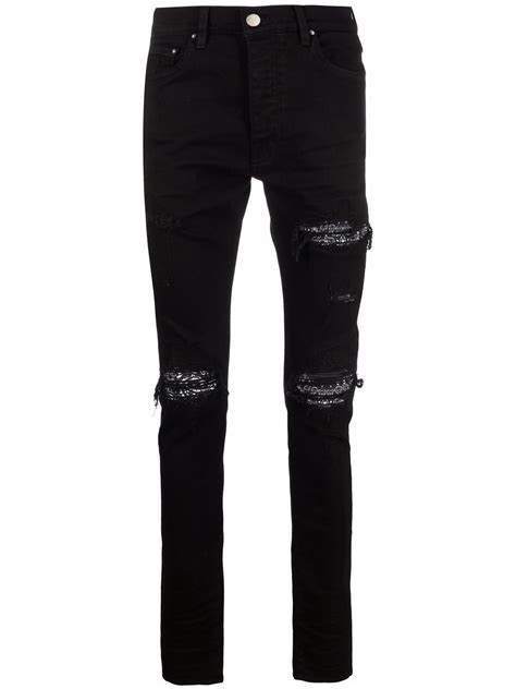 Amiri Ripped Detailing Skinny Jeans In Black Modesens