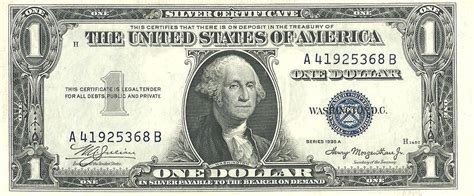 1 Dollar Silver Certificate Blue Seal No Motto United States