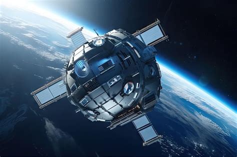 Premium AI Image Futuristic Space Station With Advanced Technology