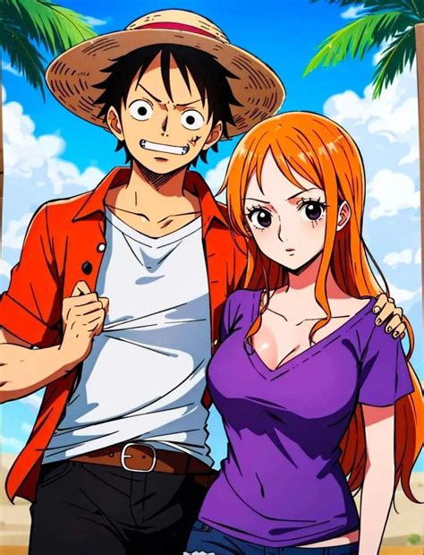 pin    jr  fantasy art animation pintop luffy luffy  nami