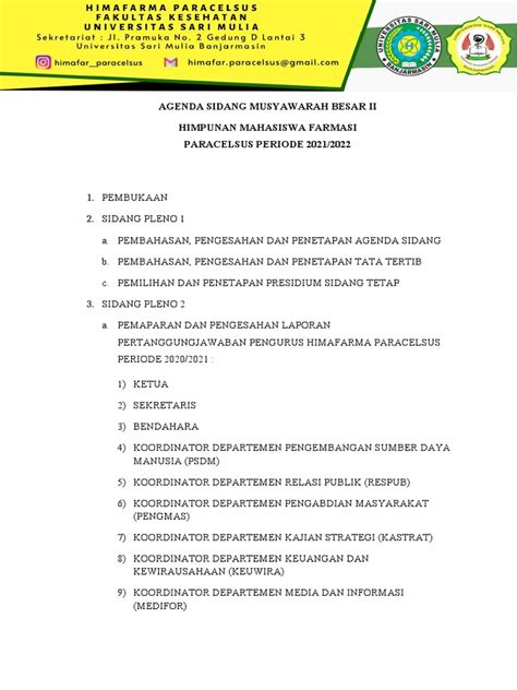 Agenda Sidang Musyawarah Besar Ii Pdf