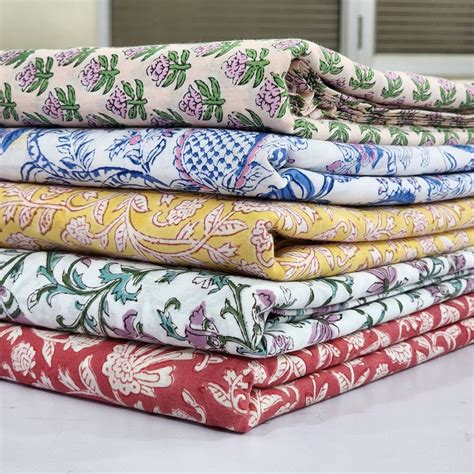 Hand Block Printed Pure Cotton Fabric Multicolour At Rs Meter In