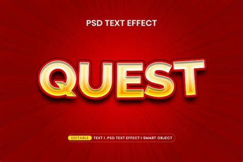 Premium Psd 3d Editable Quest Text Style Effect