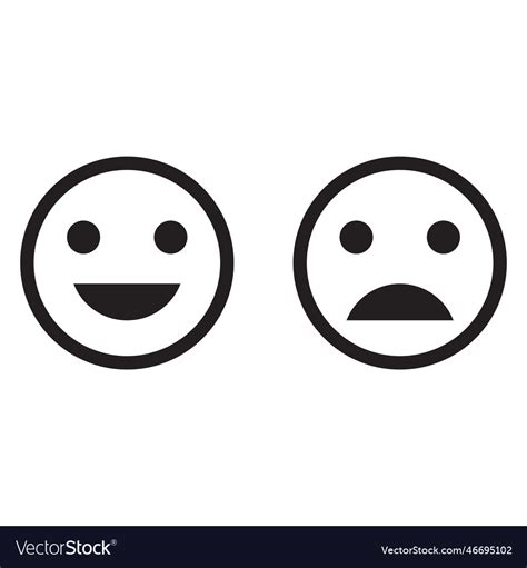 Happy and sad emoji faces icon isolated Royalty Free Vector