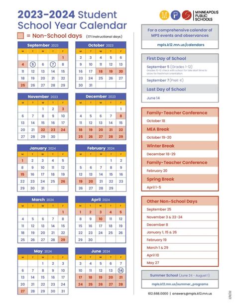 Minneapolis Public Schools Calendar Holidays 2023-2024