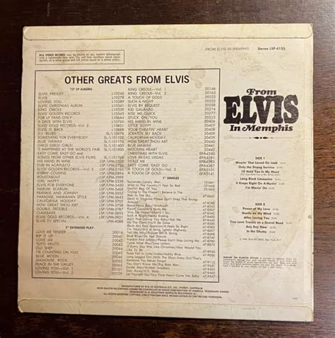 Elvis Presley From Elvis In Memphis Aus 1969 Vinyl Lp Stereo Lsp