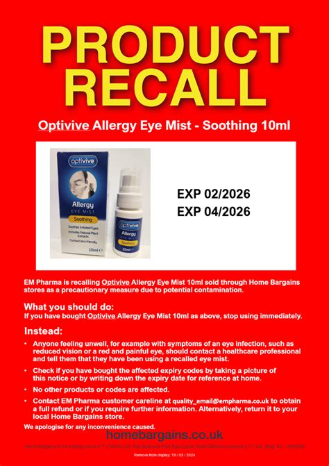 Optivive Allergy Eye Mist Soothing Ml Home Bargains Help Centre