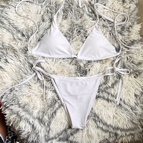 White Bikini Set Women S Fashion Swimwear Bikinis Swimsuits On Carousell