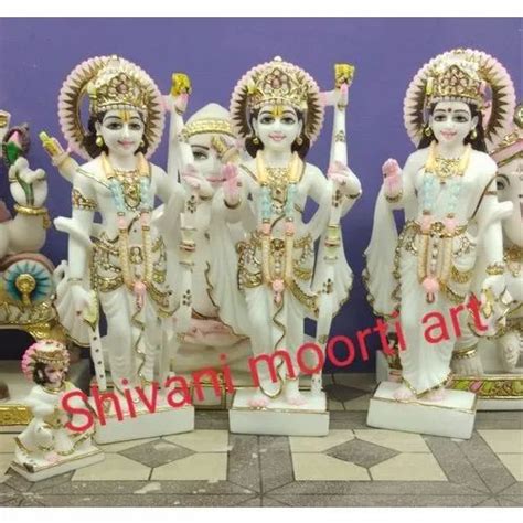 Shivani Mooti Art Multicolor White Marble Ram Darbar Statue For