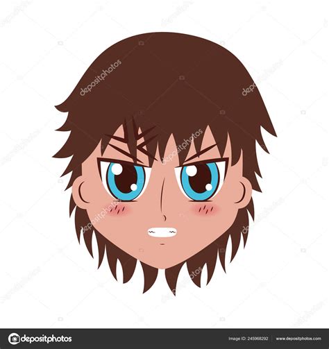 Face boy anime expression facial Stock Illustration by ©yupiramos ...