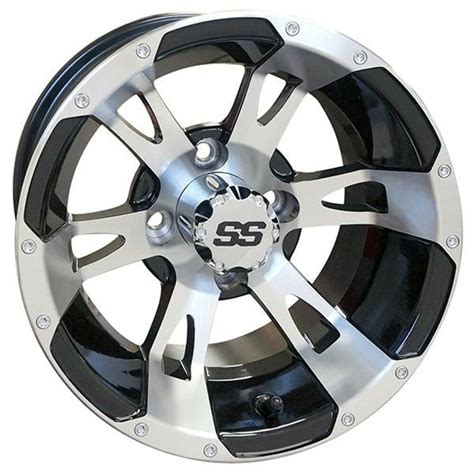 12 Golf Cart Wheel Machinedgloss Black And Center Cap 12x7 Et 25