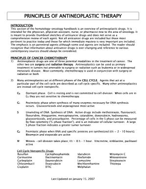 Fillable Online PRINCIPLES OF ANTINEOPLASTIC THERAPY Fax Email Print ...