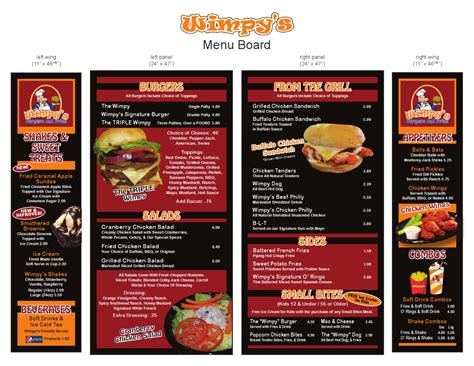 Wimpys Menu Board By Issuu