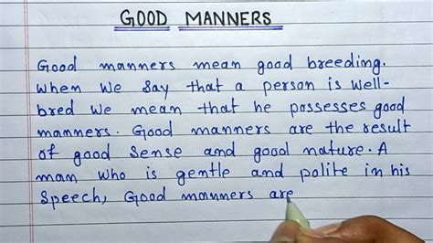 Essay On Good Manners In English Edurakib YouTube