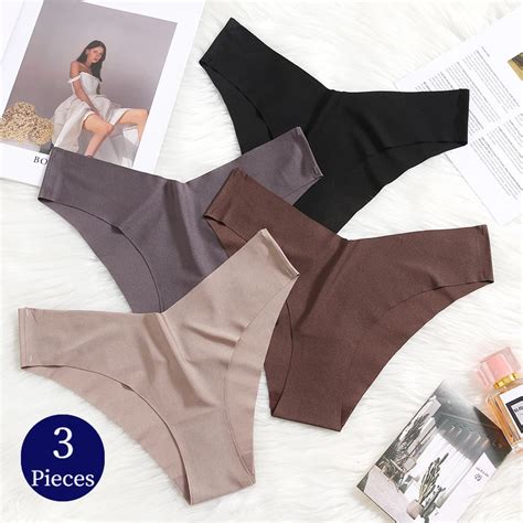 BZEL 3PCS Women S Panties Set Sexy Silk Satin Female Underwear Skin Friendly Lingerie Large Size