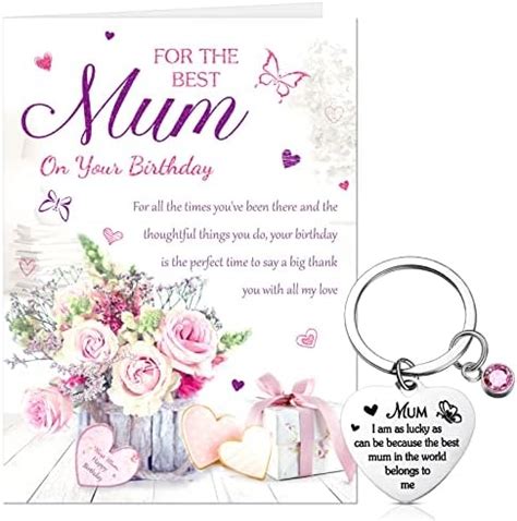 Herdear Birthday Card Mum With Love Envelope And Mum Keyring From