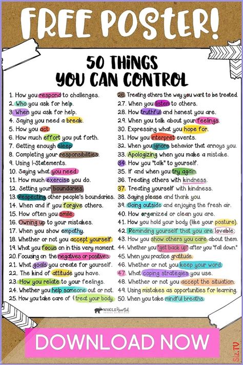 50 Things You Can Control Free Poster And Checklist 50 Things You Can