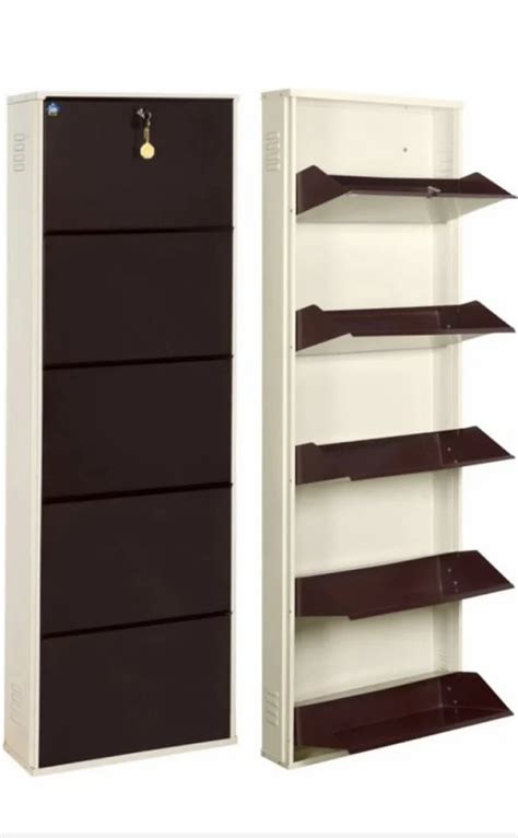 Powder Coated Mild Steel Wall Mouted Shoe Rack Jumbo Size 5 Shelves At