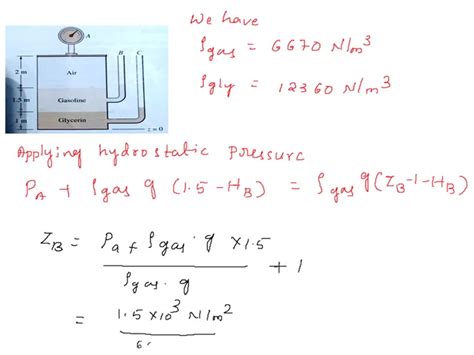 Solved In Fig P Pressure Gauge A Reads Kpa Gage The Fluids