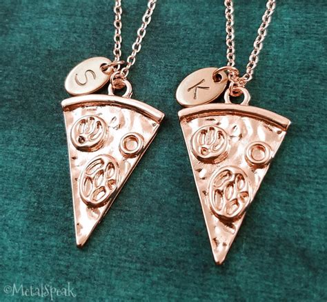 Pizza Necklace SET Of 2 Pepperoni Pizza Necklaces Rose Gold Pizza Slice