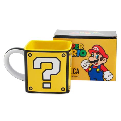 Caneca Quadrada Bloco Interrogação Super Mario Presente Super