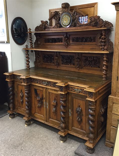 Amazing 1800s German Ornate Hand Carved Sideboard Buffet For Sale