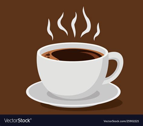 Hot Cup Coffee Closeup On A Brown Background Vector Image