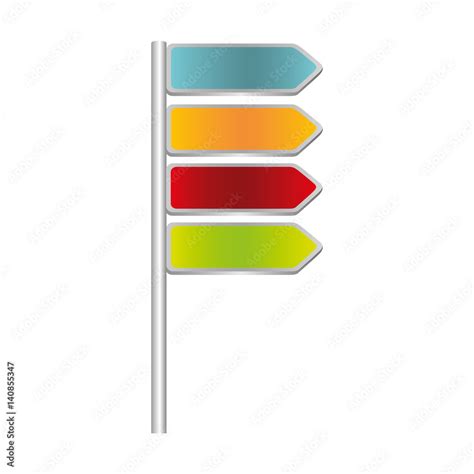 colorful directional metallic plaque road sign vector illustration ...