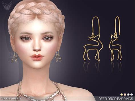 Sims 4 Deer Drop Earrings By GiuliettaSims 4 Swatches Base