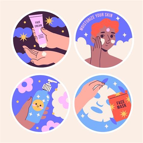 Free Vector Naive Skincare Stickers Collection