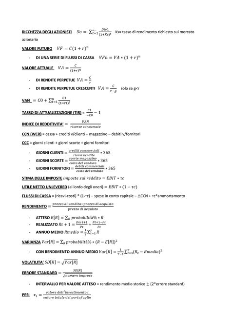 Formulario Finanza Aziendale Warning TT Undefined Function 32