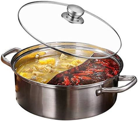Amazon Double Flavor Shabu Shabu Pot With Divider Dual Sided Nonstick Hot Pot Inch