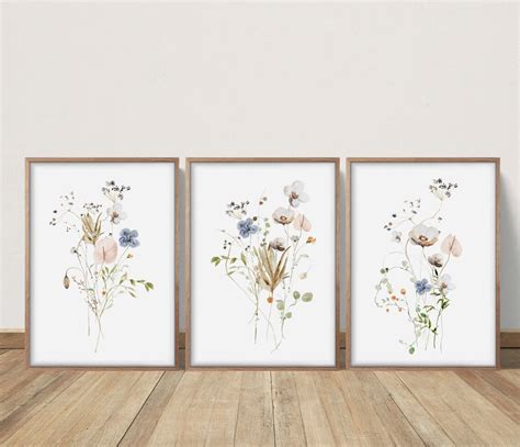 Wildblumen Drucke Aquarell Blumen Bauernhaus Dekor Etsy De