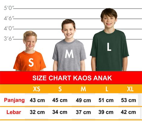 Size Chart Kaos Semarang Semoc Ukuran Kaos Anak Konveksi Semarang Semoc