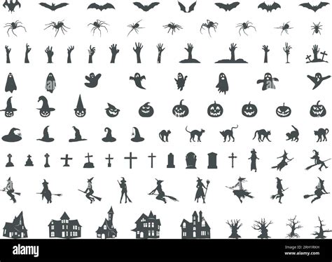 Halloween silhouettes, Halloween bundle, Collection of Halloween ...