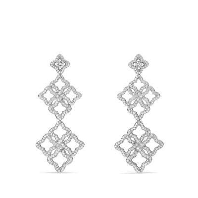 David Yurman Venetian Quatrefoil Double Drop Earrings With Diamonds In