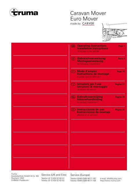 Truma Motor Mover Installation Instructions - Infoupdate.org