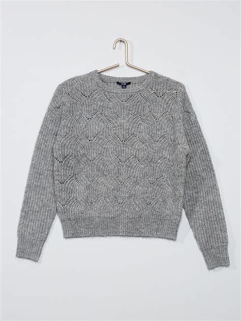 Pull En Maille Tricot Gris Kiabi 15 00