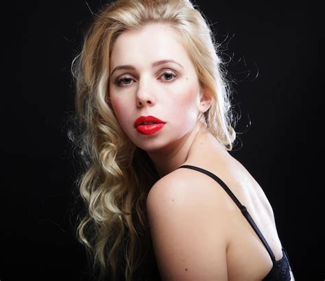 Premium Photo Sexy Blond Woman With Curly Hair In Black Lingerie Close Up