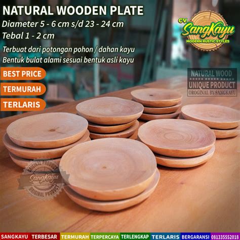 Jual Piring Kayu Piring Saji Nampan Bulat Wooden Plate Mangkok Sambal