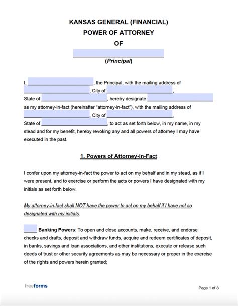 Free Kansas Durable Financial Power Of Attorney Form Pdf Word