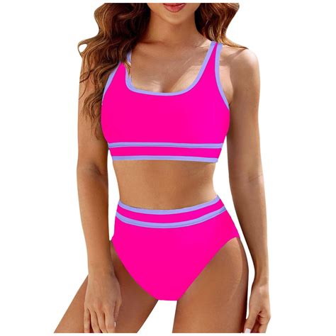 Kcodviy Women S High Waisted Bikini Sets Sporty Two Piece Swimsuit