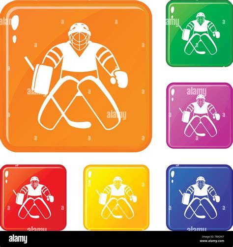 Hockey Goalkeeper Icons Set Vector Color Stock Vector Image Art Alamy