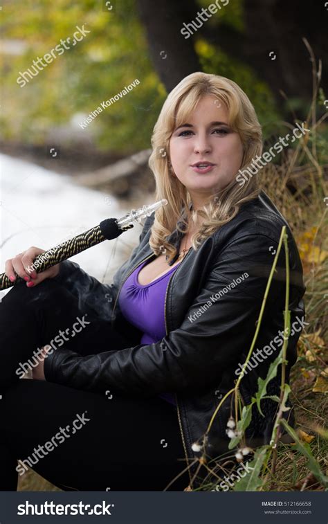 Sexy Blonde Big Breasts Smokes Hookah Stock Photo Shutterstock