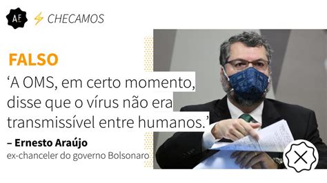 Aos Fatos on Twitter NO AR Na CPI Ernesto Araújo mente ao dizer que