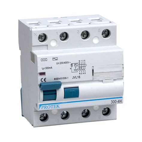 63a 4 Pole 4 Module 300ma Trip Rcd Protek Uk