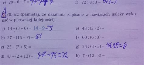 4 Oblicz pamiętaj że działania zapisane w nawiasach należy wyko nać