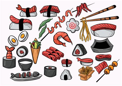 Japanese Food Art Illustration In Cartoon Style 24693089 Vector Art At Vecteezy