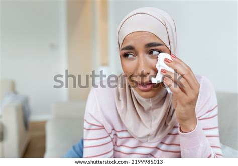 Sad Muslim Woman Hijab Crying Closeup Stock Photo 2199985013 | Shutterstock